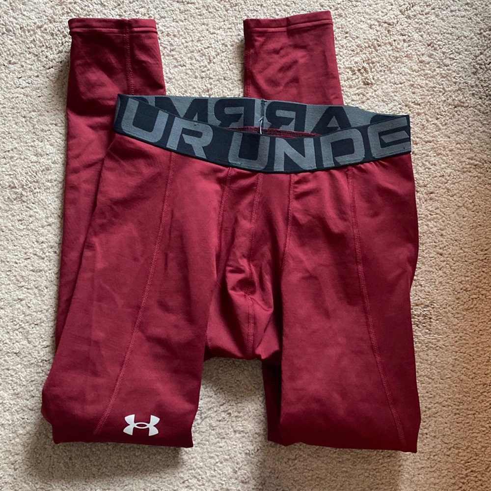 Brand New MENS Under Armor Maroon Leggings Size Large